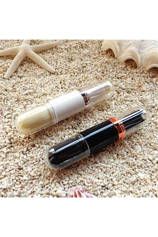 Qingmipy Dönüştürülebilir Uzatılabilir 4'lü Çift Taraflı Makyaj Fırçası Seti - Göz Farı, Dudak, Tonlama Ve Pudra Fırçası - Siyah