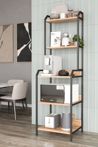 Selimiye Mutfak Standı Raflı Kahve Köşesi Mutfak Rafı Mutfak Bango Meşe Meşe