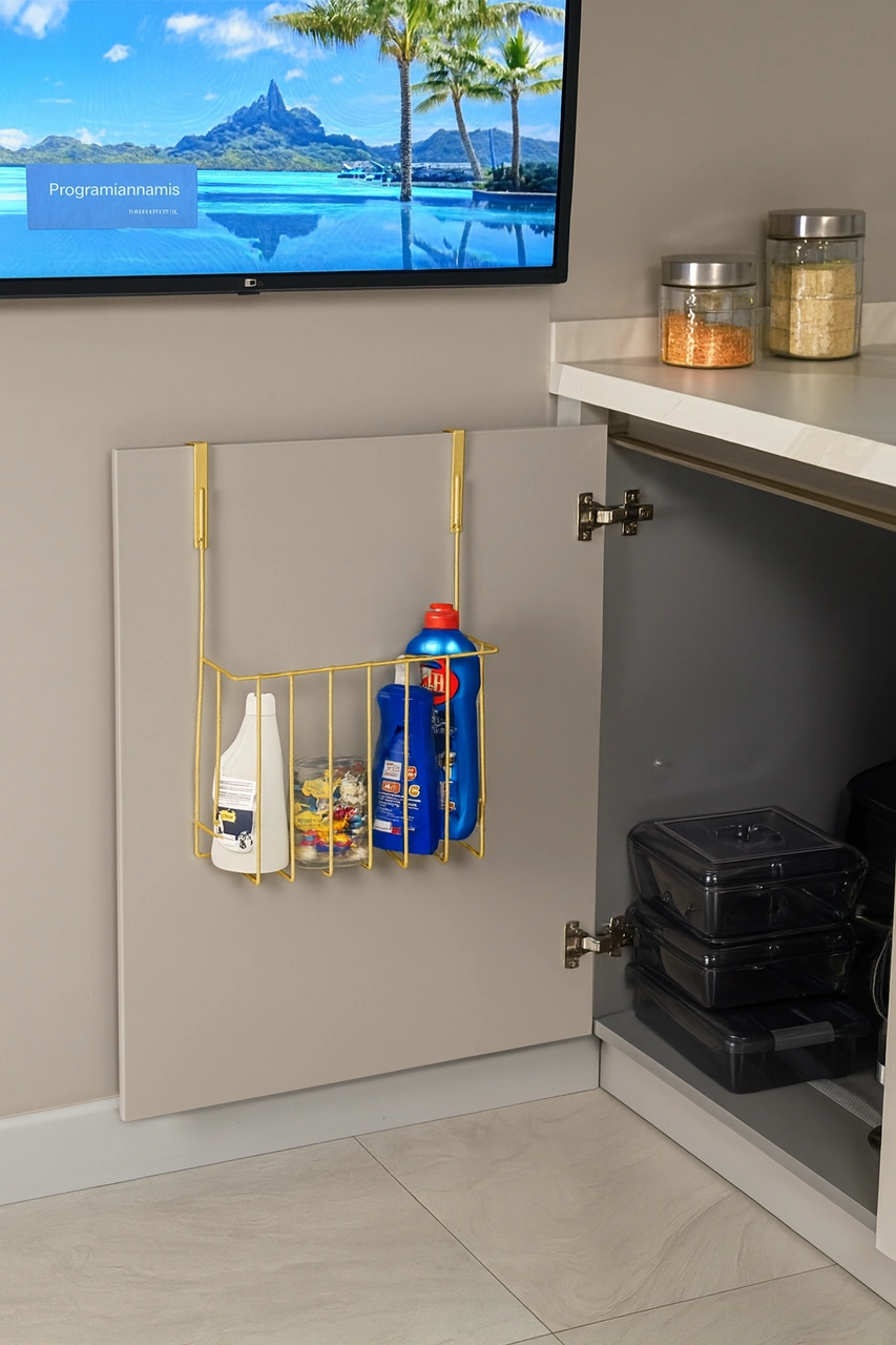 Altın Dolap Kapağı Düzenleyici ,tepsilik ,deterjanlık ,organizer , Banyo & Mutfak -metal Paslanmaz Altın