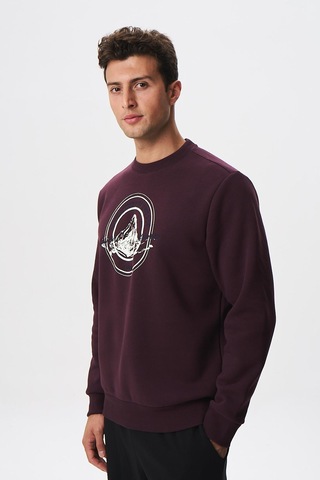AR-MA Arma Baskılı Yazılı Regular Fit Şardonlu Erkek Bisiklet Yaka Sweatshirt K28124602901 Bordo