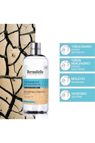 Dermo Bella Ceramide Kuru Ciltler İçin Nemlendirici ve Besleyici Duş Jeli 500 ML