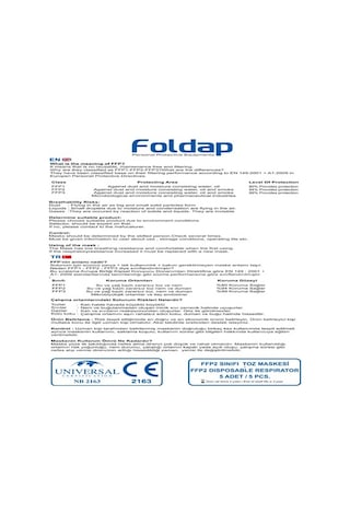 Foldap N95 Ffp2 Solunum Maskesi (25 Adet)