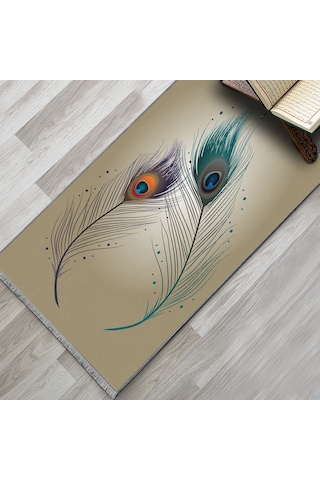Evaşk Namazlık Dokuma Halı Kaymaz Muslumana Seccade 80 x 130 BEJ EVAŞK406C80