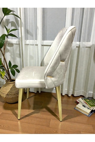 Msy Home 6 Kişilik Asil Gold Serisi Kelebek Siyah Mermer Desenli Yemek Masası Takımı Krem