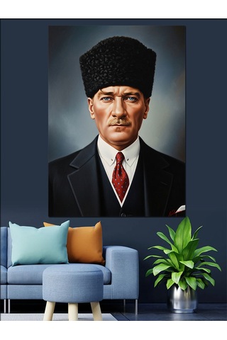 Mustafa Kemal Atatürk'ün Portresi Dekoratif Kanvas - Mdf Ahşap Tablo