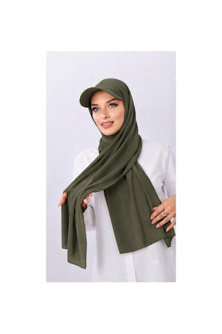 Aldaıyr Şapkalı Boneli Hazır Şal Hijab Sandy Haki 30313427
