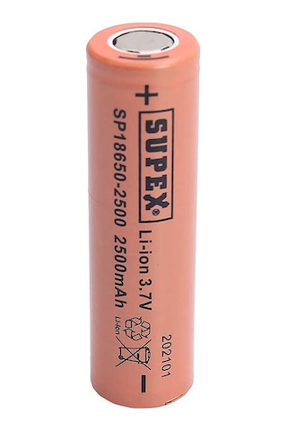 Supex 18650-2500 3.7v 2500 Mah Düz Kafa Li-ıon Pil