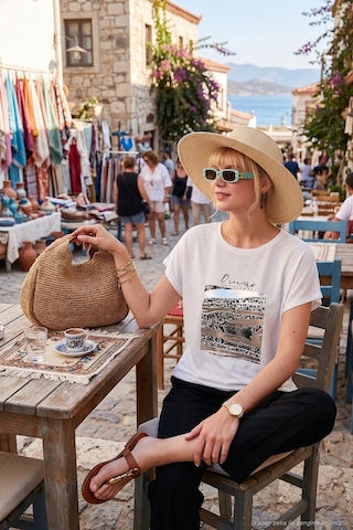 Lela Baskılı Bisiklet Yaka Regular Fit Bayan T Shirt 6671000 Ekru