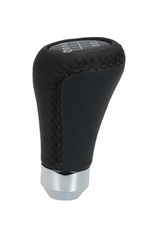 Dancemonkey Evrensel 6 Vites Topu - Siyah Deri Kırmızı Dikişli Kolay Montaj, Siyah