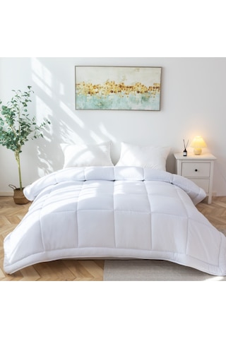 Microfiber Çift Kişilik Yorgan Kapitone Yıkanabilir Mevsimlik Mik Beyaz
