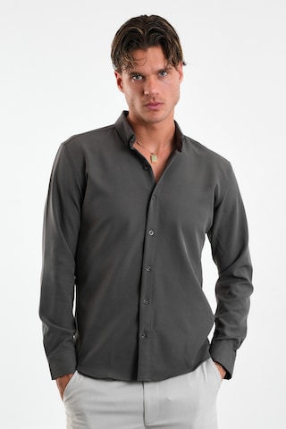 Redline Flex Slim Fit Yumuşak Kolay Ütü Nefes Alan Erkek Gömlek Füme
