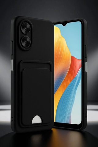 Oppo A38 Kılıf Kelvin Kartvizitli Silikon - Koyu Yeşil Çok Renkli