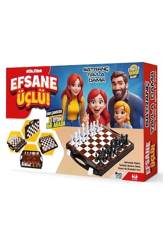 Çantalı Tavla- Dama-satranç 3'lü Oyun Seti