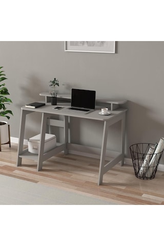 Country Ergonomik Çalışma Masası, Modern Bilgisayar Masası - Gri