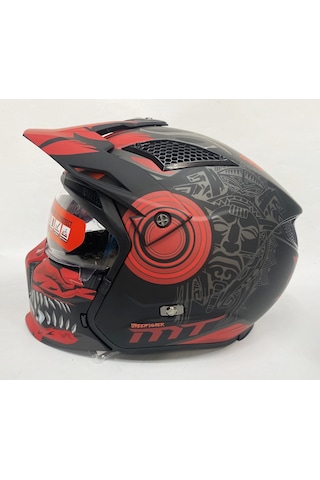 Mt Streetfighter SV Aztec B5 Modüler Motosiklet Kaskı Mat Siyah - Kırmızı