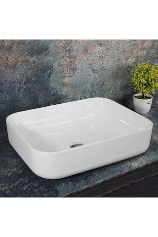 Lena - Tezgah Üstü Porselen Lavabo - E-4619 Beyaz