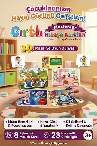 Cırtlı Hikaye Kartları - 3d Meslekler Eğitici Eğlenceli Zeka Ve Beceri Oyunu 23 Figürlü