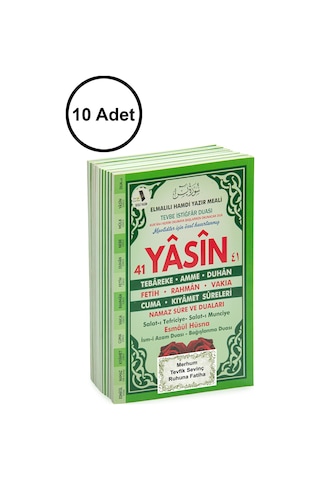 10 Adet Türkçe Mealli Orta Boy 80 Sayfa 41 Yasin - Yeşil Renk