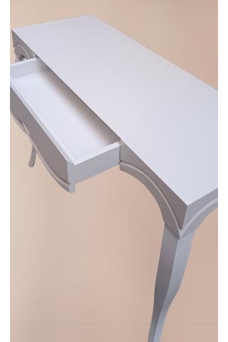 Dresuar CNC Çökertme Model Ahşap MDF Beyaz Lake Tabla Kayın Avangart Ayak El Yapımı Beyaz