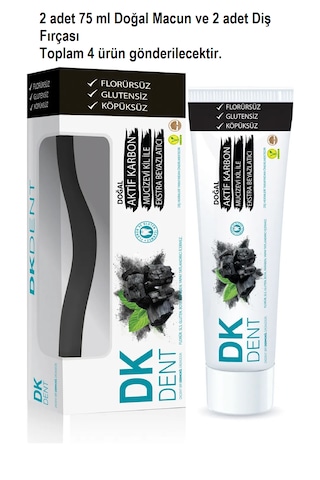 Dermokil Dk Dent Doğal Diş Macunu 75 Ml + Fırça Karbon X 2 Adet