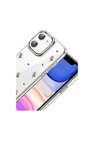 Newface - 655 - Apple iPhone Uyumlu 12 Fiyonk Desenli Kapak - - Spt-gld - Desen 6 Diğer