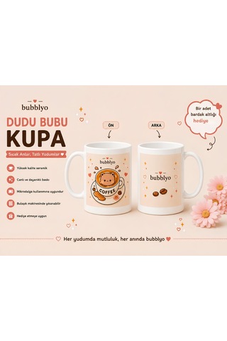 Dudu Bubu Figür Desenli Kupa Bardak Beyaz