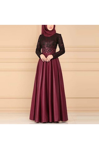 Sones Dantel Dikiş Retro Büyük Salıncak Elbise Etnik Stil Uzun Kollu İnce Elbise Kırmızı