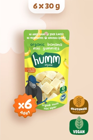 Humm Organic Organik Glutensiz Vegan Muzlu Mini Küpler Atıştırmalık 6 x 30 G