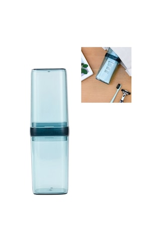 Sones Seyahat Diş Fırçası Kutusu Taşınabilir Çiftler Seti Ağız Suyu Bardağı Şeffaf Mavi Diğer