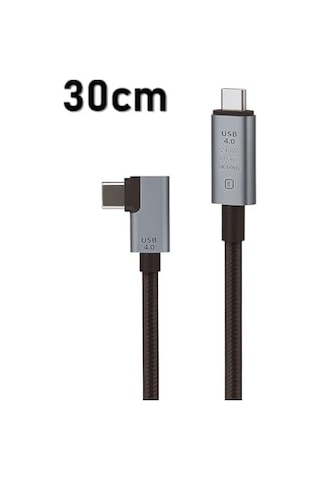 40gbps 240w 4.0 Thunderbolt L Shape Type-c To Type-c Şarj, Data Ve 8k 60hz Data Transfer Kablosu Tip C 30 Cm - Pd240w