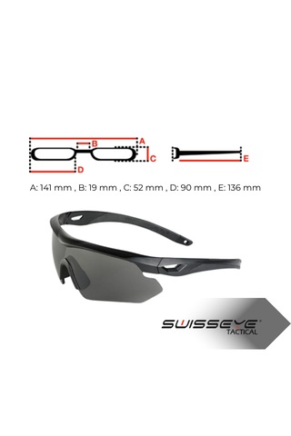 Swisseye Nighthawk 40291 Kulaklık Uyumlu 3 Lensli Taktik Gözlük Siyah
