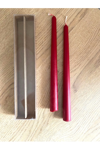 Şamdan Mum - 2 'lü Set % 100 Soya Wax Doğal Mum Kırmızı Renk