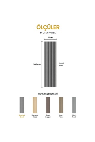 Vilo Mpc M Çıta Duvar Paneli Brushed Steel 265cm Yapıştırmalı Montaj - Neme Ve Darbeye Dayanıklı