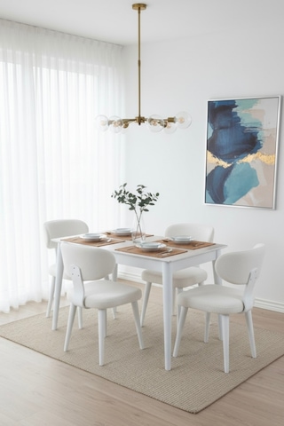 Dfy101 Mdf Yemek Masası Modern Minimalist Mutfak Salon Masası Şık Kullanışlı Dekoratif Tasarım Traverten - Beyaz