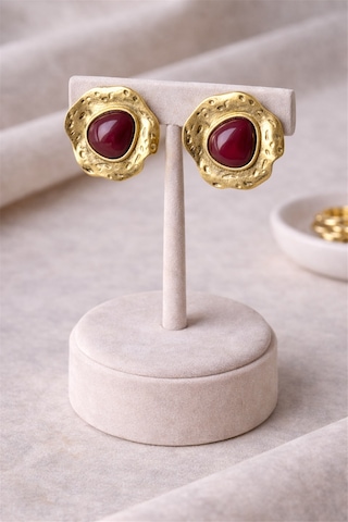 Bordo Çukur Küpe Renkli