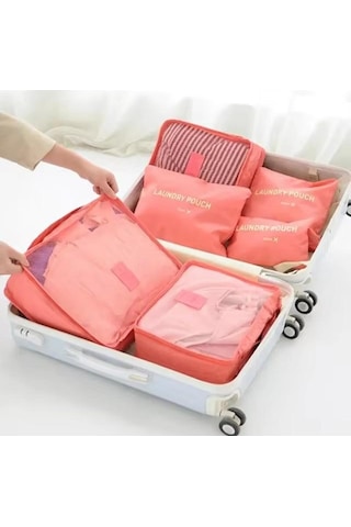 6 Adet/takım Seyahat Saklama Çantası Büyük Kapasiteli Su Geçirmez Bagaj Giyim İç Çamaşırı Saklama Çantası Fermuarlı Çanta Karpuz Kırmızısı