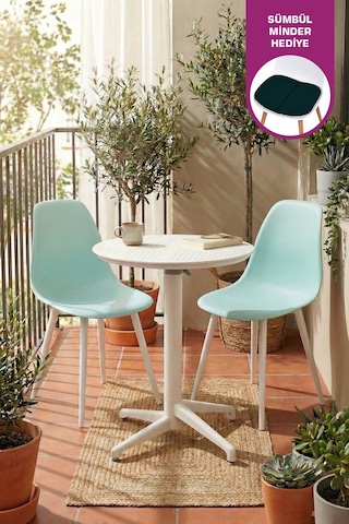 Vilinze Tilia Plastik Bahçe Balkon Bistro Seti Katlanır Masa 60 60 Cm Tilia-beyaz-eames2-myeşili-beyaz Diğer