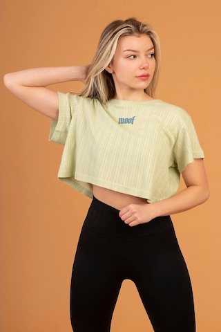 Woof Gym 3D Woof Print Crop Top Soft Green Çok Renkli