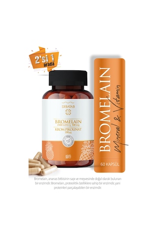 Erbatab Bromelain & Krom Pikolinat 60 Kapsül