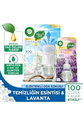 Wick Le Elektrikli Oda Kokusu Temizliğin Kit Cihaz + Yedek Şişe + Lavanta Yedek Şişe Abundance Prosperity