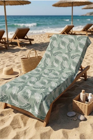 Modern Botanik Yeşil Plaj Havlusu 70 X 150 Cm Yeşil - Yeşil