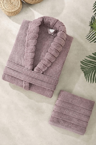 Mira Home Soft Elegance Banyo Tek Kişilik Bornoz Takımı Pamuklu Mürdüm