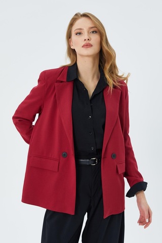 Mixray 4516 Kadın Bezayağı Blazer Ceket Bordo