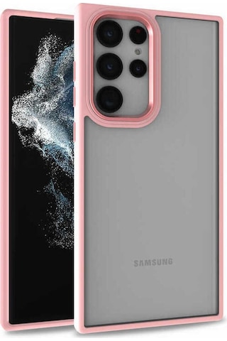 Samsung Uyumlu Galaxy S22 Ultra Kılıf Zore Flora Kapak Rose Gold