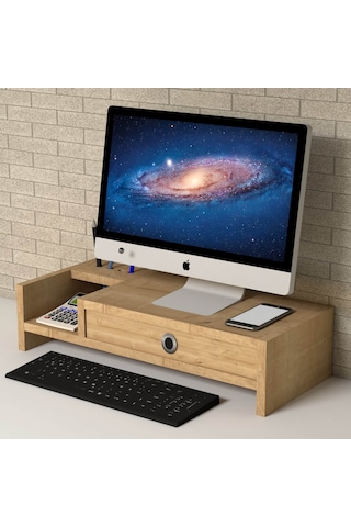 Emkawood Mira Monitör Yükseltici Laptop Sehpası Safir Meşe