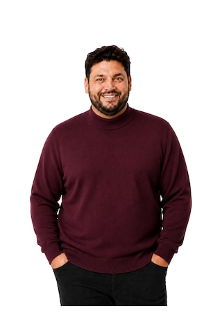 Battalmoda Erkek Büyük Beden Bordo Yarım Balıkçı Pamuklu Kazak 3xl-4xl-5xl-6xl