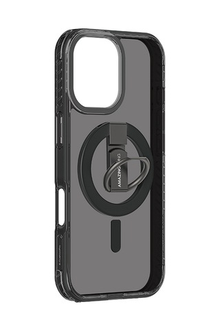 Apple Uyumlu iPhone 17 Kılıf M-safe Şarj Özellikli Yüzük Standlı Amazingthing Titan Pro Serisi Kapak Siyah Siyah