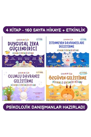 4 Kitap İçeren Hikayeli Etkinlikler Seti 3-7 Yaş Arası Çocuklar İçin