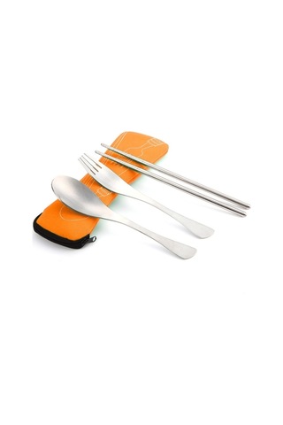 Sones Üç Parçalı Dış Mekan Çatal Bıçak Takımı Turuncu Çok Renkli
