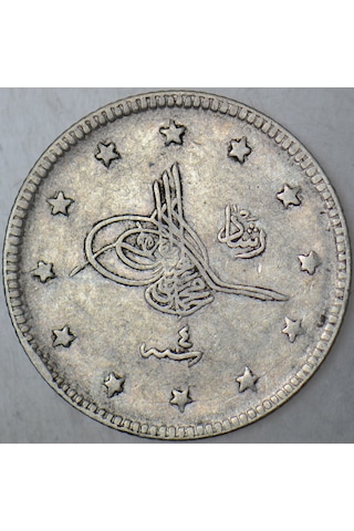 V. Mehmed Reşad Gümüş 2 Kuruş 13274 Kostantiniyye Darbı. Osmanlı İmparatorluğu.